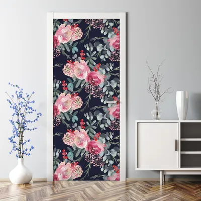 Produktbild von Dekorative Türtapete Türposter selbstklebend Klebefolie Blumenkompositionen 85 x 200 cm