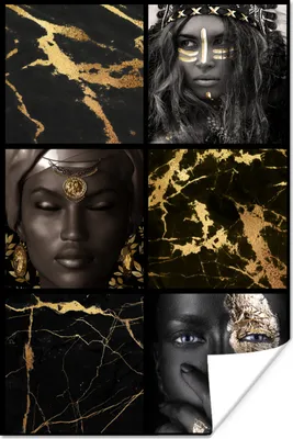Produktbild von MuchoWow® Poster Gold - Schwarz - Frauen - Marmor 80x120 cm - Papierdruck