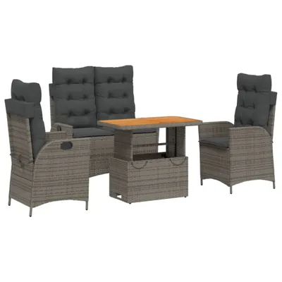 Obrázek produktu pro vidaXL 4dílný zahradní jídelní set s polštáři Grey Poly Rattan
