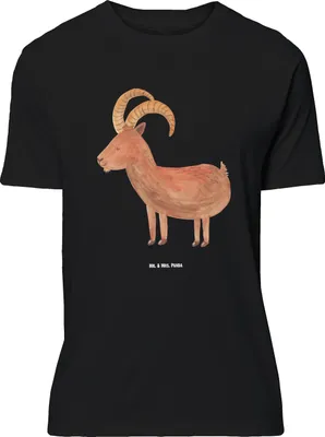 Produktbild von Mr. & Mrs. Panda Tshirt Sternzeichen Steinbock - Schwarz - Geschenk, Geburtstag Dezember, Oversize Shirt, Bock, Lustiges T-Shirt, Steinböcke, Januar, Ziege