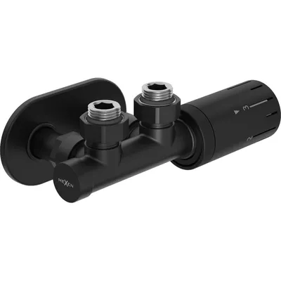 Zdjęcie produktu dla Mexen G05 zestaw termostatyczny kątowy z maskownicą R, Duplex, DN50, czarny - W907-958-905-70