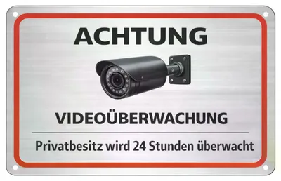 Produktbild von Blechschild 20x30cm Achtung Videoüberwachung Privatbesitz Metallschild Warnschild Hinweisschild Grundstück Eingang Sicherheit AstraDesign