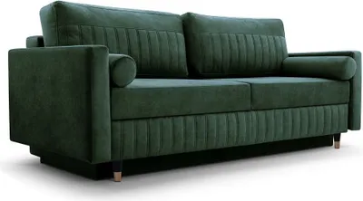 Produktbild von Schlafsofa, Sofa mit Schlaffunktion und Bettkasten Couch für Wohnzimmer Sofagarnitur Wohnlandschaft mit Bettfunktion Polstersofa - 213x83x101 NANCY (Dunkelgrun - Cloud 39)