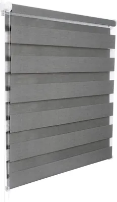 Produktbild von WOLTU Doppelrollo, Duo Rollo Klemmfix ohne Bohren, Seitenzugrollo Easyfix, lichtdurchlässig und verdunkelnd, Holzlook Grau, 90x150cm
