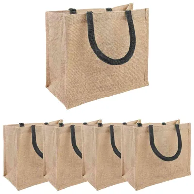 Obrázok produktu pre Jutové tašky 5 Prírodná a čierna 26 x 22 x 14 cm