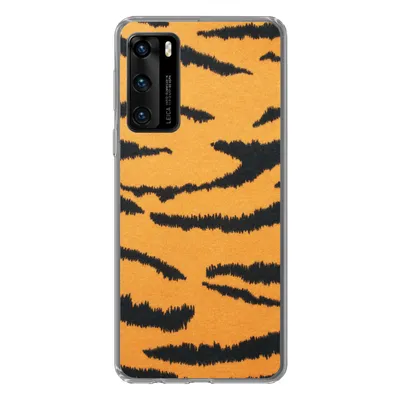 Produktbild von MuchoWow® Handyhülle Schutzhülle Hülle für Huawei P40 Tigerdruck - Braun - Orange Silikon Softcase Handy Hülle - Handytasche