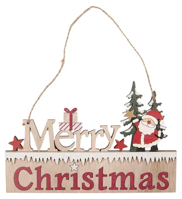 Zdjęcie produktu dla Clayre & Eef Świąteczna zawieszka 22 x 1 x 14 cm, beżowe drewno