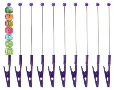 Produktbild von Langschwanz-Krokodilklammern, 10 Stück, 5,3 Zoll/135 mm, Metall, Dunkelviolett