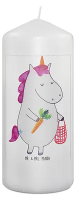 Produktbild von Mr. & Mrs. Panda Kerze Einhorn Vegan 19 x 8 cm - Weiß - Geschenk, Stumpenkerze, Gesund Leben, Veganer, Erinnerungslicht, Unicorn, Veganismus, Erinnerungskerze, Bedruckte