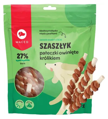 Productafbeelding van MACED Konijnenstokjes met rauwleer - kauwspeeltje voor honden - 500 g
