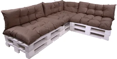 Image de Ensemble de coussins de palette 7 | coussin 120x50 + coussin de dossier 120x40cm | coussins de palette| ensemble de coussins de palette | coussin de palette marron