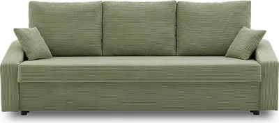 Produktbild von Couch DORMA 221x92 - mit schlaffunktion - Farben zur Auswahl - komfortables Couch - mit Bettkasten - Stoff POSO 047 Olivgrün
