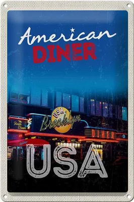 Produktbild von Blechschild Reise 20x30cm USA Brooklyn Restaurant Diner Essen