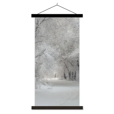 Produktbild von MuchoWow® Textilposter Bäume - Schnee - Winter 40x80 cm mit schwarzem Rahmen - Wandemalerei