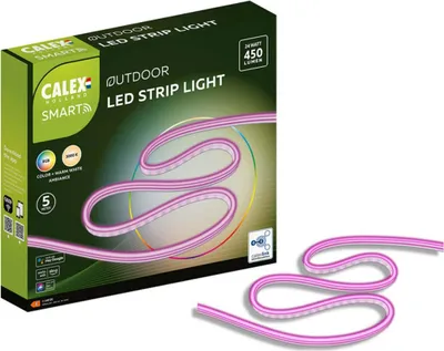 Immagine prodotto di Calex Smart Outdoor LED Strip 5M, striscia RGB fai da te per esterni, controllo tramite app, Bluetooth, striscia luminosa impermeabile