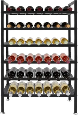 Produktbild von Weinregal Metall 6 Ebenen für 36 Flaschen Schwarz für Bar | Flaschenregal aus Metall für 36 Flaschen, 6 Ebenen, 50 kg Traglast und verstellbare Füße