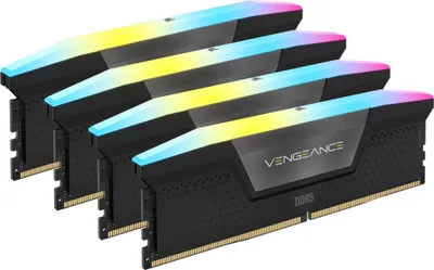Produktbild von DIMM 128 GB DDR5-5600 (4x 32 GB) Quad-Kit (schwarz, CMH128GX5M4B5600C40, Vengeance RGB, INTEL XMP)
