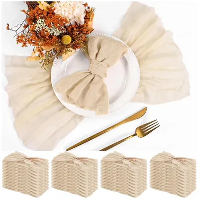 Produktbild von Set von 30 Beigen Baumwollservietten - Waschbar und langlebig, 50 x 50 cm