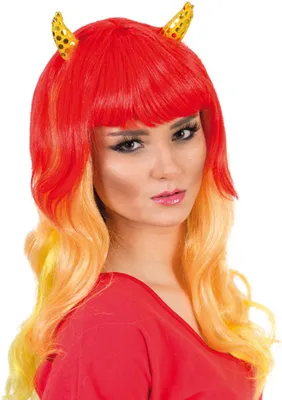 Produktbild von Diabola Teufel Teufelin Perücke mit Hörner Karneval Fasching Party Cosplay