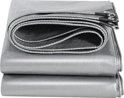 Obrázok produktu pre Omgoods – Strieborná, vodeodolná plachta s okami, 3 x 8 metrov