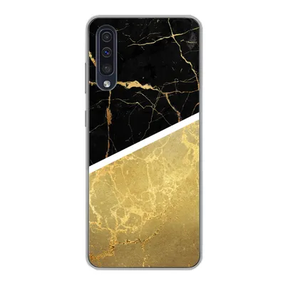 Produktbild von MuchoWow® Handyhülle Schutzhülle Hülle für Samsung Galaxy A30s Marmor - Schwarz - Gold Silikon Softcase Handy Hülle - Karteninhaber