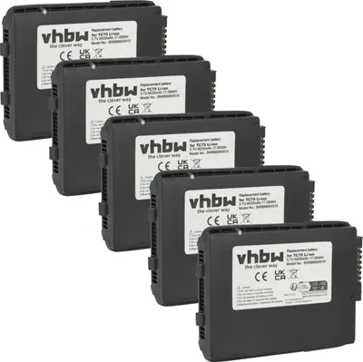 Produktbild von vhbw 5x Akku kompatibel mit Zebra TC700H, TC72, TC720L, TC75, TC75X, TC76, TC55, TC70, TC700K, TC70X Barcodescanner POS (4620 mAh, 3,7 V, Li-Ion)
