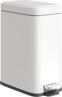 Image de Poubelle 5 L Poubelle à pédale Poubelle cosmétique Poubelle avec couvercle et pédale, poubelle avec seau intérieur, poubelle de salle de bain pour salon, bureau, blanche, 5 L, métal