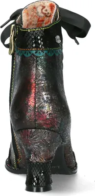Produktbild von Laura Vita Damen Stiefelette Leder Metallic Glanz Satinband Schnürung Gicgaso 42, Größe:37 EU, Farbe:Schwarz