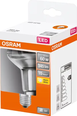 Produktbild von Osram STAR, 4,3 W, 60 W, E27, 350 lm, 15000 h, Warmweiß