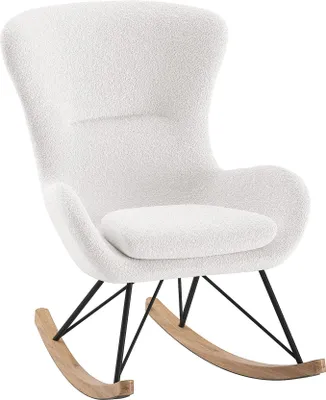 Produktbild von Schaukelstuhl Katreena 76x110x101 Bouclé Creme/Schwarz/Natur