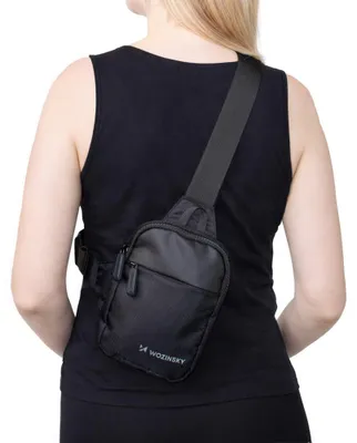 Immagine prodotto di Borsa a tracolla unisex mini Wozinsky WMS-W1, impermeabile, con due scomparti per telefono - nera
