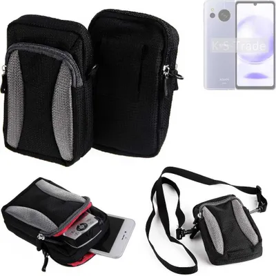 Produktbild von K-S-Trade Holster Schutz Hülle kompatibel mit Sharp Aquos Sense8 Handy Hülle Gürteltasche Umhängetasche mit Zusatzfach schwarz