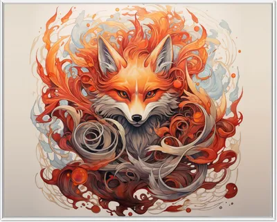 Produktbild von Wallario Wandbild Flammenfuchs, Größe: 40,30 x 50,30 cm, Poster mit weißem Aluminiumrahmen
