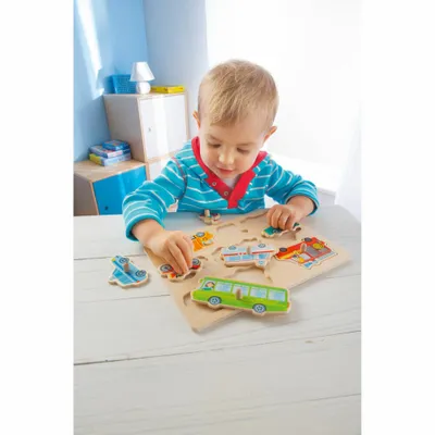 Produktbild von Haba Holzpuzzle Fahrzeuge Welt - Lernspielzeug für Kleinkinder