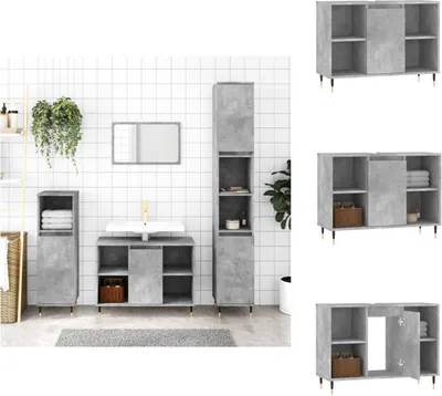 Produktbild von vidaXL Badschrank Betongrau 80x33x60 cm Holzwerkstoff -  Badezimmerwaschtische