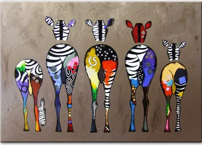 Produktbild von TPFLiving Kunstdruck LW-703 (OHNE RAHMEN) Poster - Leinwand - Wandbild - Hochauflösender Giclée-Druck, langlebig und hochwertig - Abstrakte bunte Zebras - Größe: 20x30cm