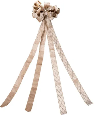 Zdjęcie produktu dla Kokarda choinkowa beżowa duża 130x33 cm