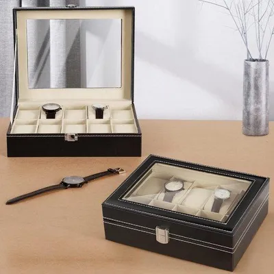 Produktbild von Famanu Uhrenbox mit 10 Fächern - Schwarz