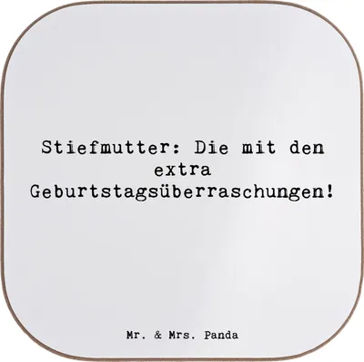 Produktbild von Mr. & Mrs. Panda PErsonalisierte Bierdeckel Stiefmutter Überraschungen - Weiß - Geschenk, Verwandte, Geburtstagsüberraschungen, Lächeln, Familie, Glasuntersetzer, Feiern