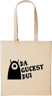 Produktbild von Huuraa Baumwollbeutel Da guckst du Geschenk Einkaufstasche Natural 10 Liter Baumwolle Da guckst du Accessoire