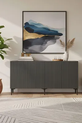 Produktbild von Skye Decor, Hochwertiger Konsolentisch, Anthrazit, 150 x 75 x 32 cm | 100% melaminbeschichtete Spanplatte, 18 mm dick | Mit zahlreichen Regalen, wandmontierbar, modernes Design.