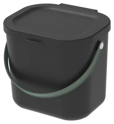 Zdjęcie produktu dla System segregacji odpadów Rotho 6L Albula – kosz na odpady biologiczne 23,5 x 20,0 x 20,8 cm – kosz na śmieci z pokrywą – kosz na śmieci z tworzywa sztucznego – pojemnik na śmieci z uchwytem