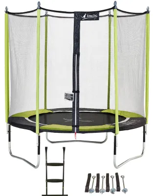 Produktbild von Trampolin Ø 250cm + Leiter + Verankerungsset - JUMPI 250 – Schwarz/Grün