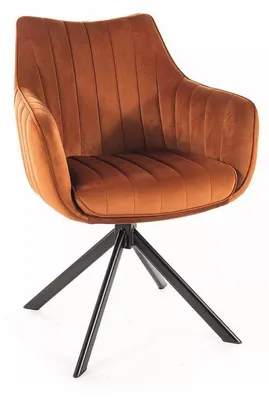 Image de Fauteuil pivotant en velours "Azalia" - Velvet - Orange - l 61 x H 86 cm