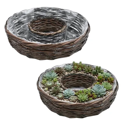 Produktbild von Weidenkranz 2er Set - Pflanzschale zum Bepflanzen und Dekorieren