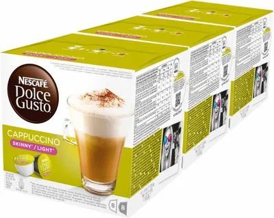 Produktbild von Nescafé Dolce Gusto Cappuccino light, weniger Kalorien, Kaffee, Kaffeekapsel, 3er Pack, 3 x 16 Kapseln (24 Portionen)