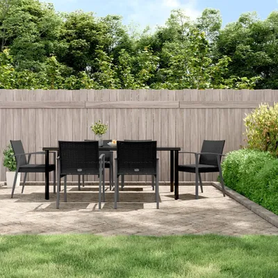 Produktbild von The Living Store 7-tlg. Garten-Essgruppe mit Kissen Poly Rattan und Stahl