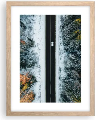 Produktbild von Gerahmtes Poster - Rahmen in heller Eiche - Wald Weg Schnee - 30x40 cm - Wand Bild - Wanddeko - Wandbilder - Kunstposter - Wandposter - Bilderrahmen - Bilder - Kunstdruck - P2NPA30x40-4654