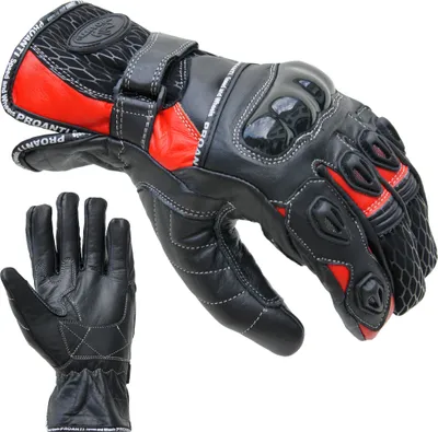 Produktbild von Motorradhandschuhe Leder kurz rot von PROANTI® - Größe XXL