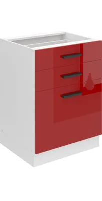 Produktbild von Belini Unterschrank Küche, Küchenunterschrank 60 cm Breite. SDSZ Küchenunterschrank ohne Arbeitsplatte. Küchenschrank mit Schubladen, Rot Hochglanz